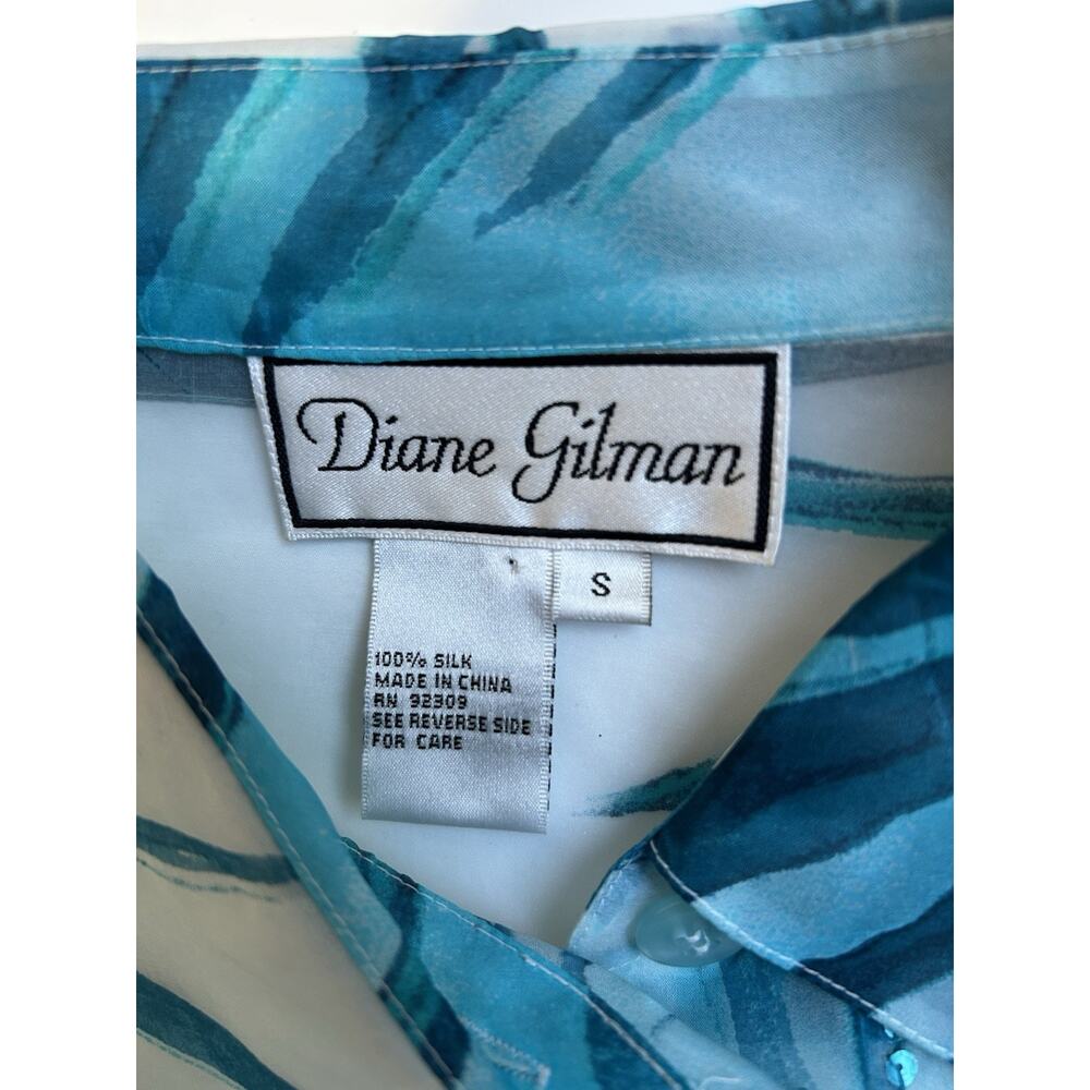 Diane gilman silk blouse small Sheer Organza Floral - Picture 6 of 9